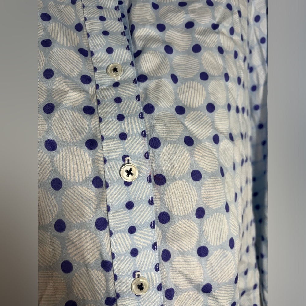 Finley Button Down White Blue Pattern Collared Lo… - image 6